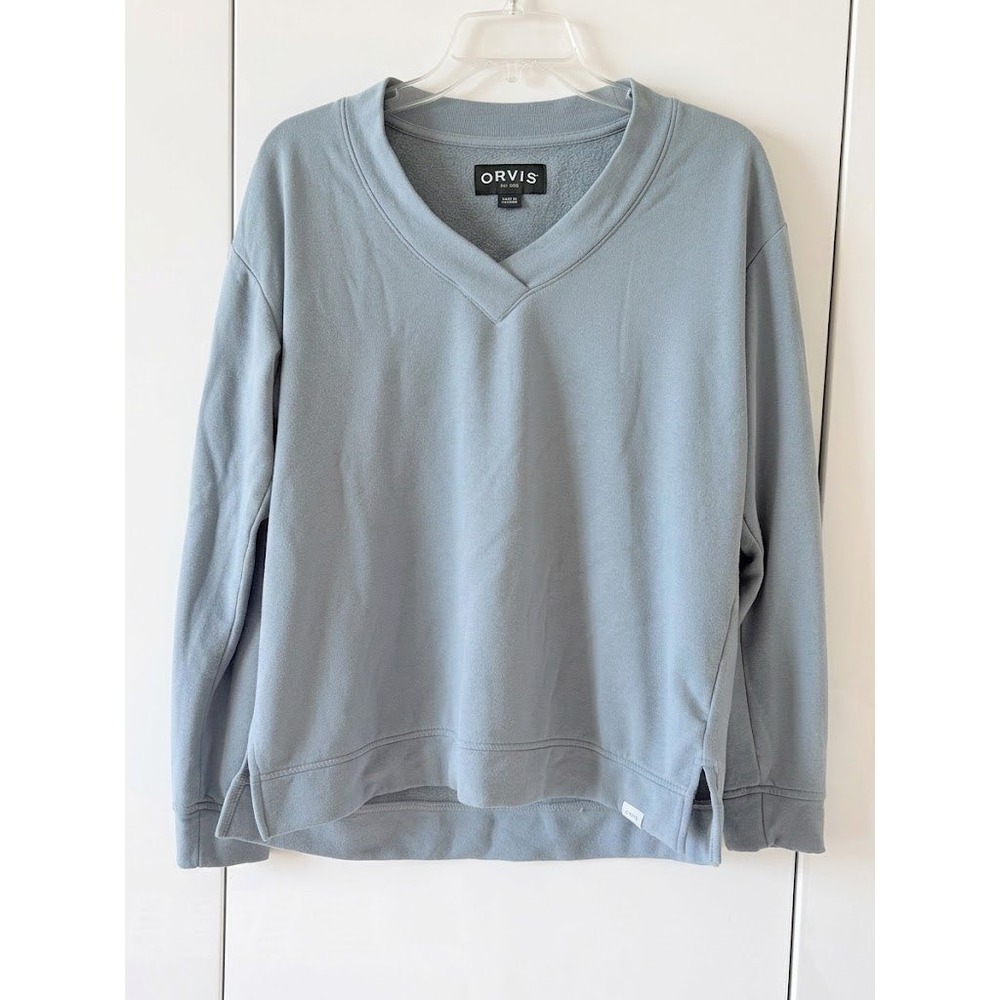 Orvis Sage Grey V-Neck Pullover Modal Blend Womens S